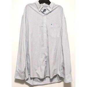 IZOD Premium Essentials Men’s XL Blue Plaid Button Down Long Sleeve Casual